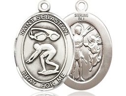 [7611SS] Sterling Silver Saint Sebastian Swimming Medal