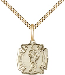 [5686GF/18G] 14kt Gold Filled Saint Florian Pendant on a 18 inch Gold Plate Light Curb chain