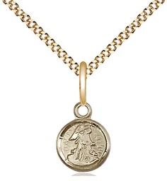 [2340GF/18G] 14kt Gold Filled Guardian Angel Pendant on a 18 inch Gold Plate Light Curb chain
