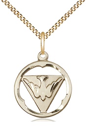 [4224GF/18G] 14kt Gold Filled Holy Spirit Pendant on a 18 inch Gold Plate Light Curb chain
