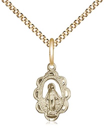 [1610GF/18G] 14kt Gold Filled Miraculous Pendant on a 18 inch Gold Plate Light Curb chain