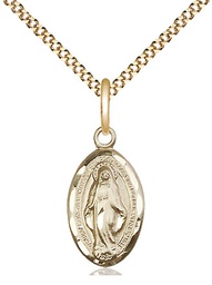 [1609GF/18G] 14kt Gold Filled Miraculous Pendant on a 18 inch Gold Plate Light Curb chain