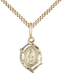 [4152MGF/18G] 14kt Gold Filled Miraculous Pendant on a 18 inch Gold Plate Light Curb chain