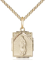 [0804FGF/18G] 14kt Gold Filled Our Lady of Guadalupe Pendant on a 18 inch Gold Plate Light Curb chain