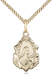 [0822TGF/18G] 14kt Gold Filled Saint Theresa Pendant on a 18 inch Gold Plate Light Curb chain