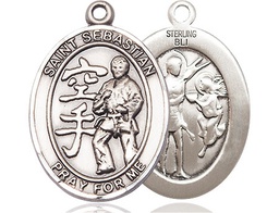[7615SS] Sterling Silver Saint Sebastian Karate Medal