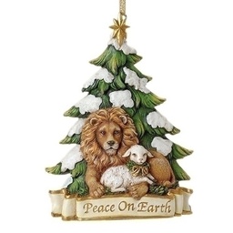 [RO-38614] 5.25&quot; Lion And Lamb Orn - Christmas