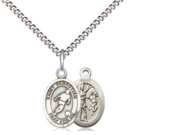 [9164SS/18S] Sterling Silver Saint Sebastian Soccer Pendant on a 18 inch Light Rhodium Light Curb chain