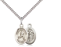 [9176SS/18S] Sterling Silver Saint Sebastian Track and Field Pendant on a 18 inch Light Rhodium Light Curb chain