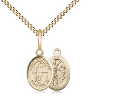 [9186GF/18G] 14kt Gold Filled Saint Sebastian Volleyball Pendant on a 18 inch Gold Plate Light Curb chain