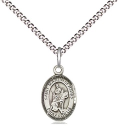 [9200SS/18S] Sterling Silver Saint Martin of Tours Pendant on a 18 inch Light Rhodium Light Curb chain