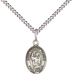 [9201SS/18S] Sterling Silver Saint Vincent Ferrer Pendant on a 18 inch Light Rhodium Light Curb chain