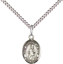 [9202SS/18S] Sterling Silver Saint Augustine of Hippo Pendant on a 18 inch Light Rhodium Light Curb chain