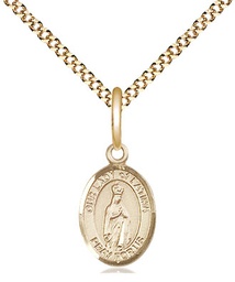 [9205GF/18G] 14kt Gold Filled Our Lady of Fatima Pendant on a 18 inch Gold Plate Light Curb chain