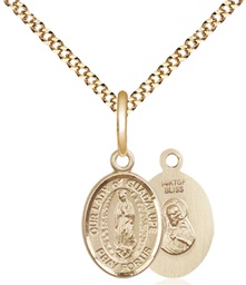 [9206GF/18G] 14kt Gold Filled Our Lady of Guadalupe Pendant on a 18 inch Gold Plate Light Curb chain