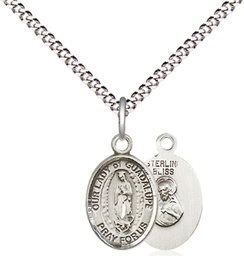 [9206SS/18S] Sterling Silver Our Lady of Guadalupe Pendant on a 18 inch Light Rhodium Light Curb chain