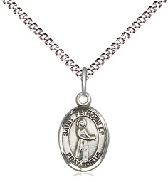 [9209SS/18S] Sterling Silver Saint Petronille Pendant on a 18 inch Light Rhodium Light Curb chain