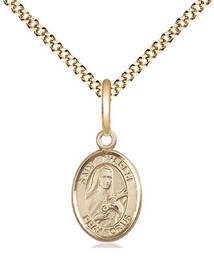 [9210GF/18G] 14kt Gold Filled Saint Therese of Lisieux Pendant on a 18 inch Gold Plate Light Curb chain