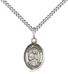 [9212SS/18S] Sterling Silver Saint Isaac Jogues Pendant on a 18 inch Light Rhodium Light Curb chain