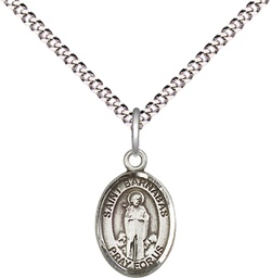 [9216SS/18S] Sterling Silver Saint Barnabas Pendant on a 18 inch Light Rhodium Light Curb chain