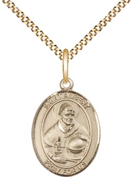 [8001GF/18G] 14kt Gold Filled Saint Albert the Great Pendant on a 18 inch Gold Plate Light Curb chain