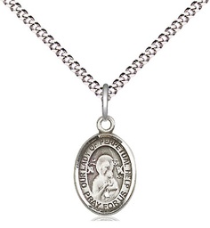 [9222SS/18S] Sterling Silver Our Lady of Perpetual Help Pendant on a 18 inch Light Rhodium Light Curb chain