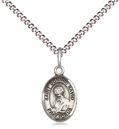 [9227SS/18S] Sterling Silver Saint Dominic Savio Pendant on a 18 inch Light Rhodium Light Curb chain