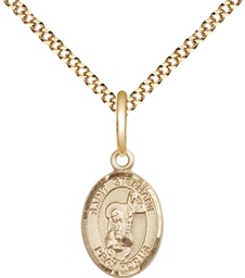 [9228GF/18G] 14kt Gold Filled Saint Stephanie Pendant on a 18 inch Gold Plate Light Curb chain