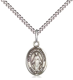 [9229SS/18S] Sterling Silver Our Lady of Lebanon Pendant on a 18 inch Light Rhodium Light Curb chain