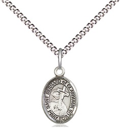 [9233SS/18S] Sterling Silver Saint Bernard of Clairvaux Pendant on a 18 inch Light Rhodium Light Curb chain