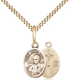 [9234GF/18G] 14kt Gold Filled Saint John Paul II Pendant on a 18 inch Gold Plate Light Curb chain