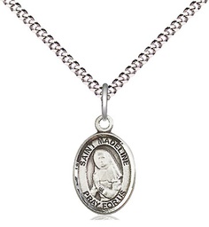 [9236SS/18S] Sterling Silver Saint Madeline Sophie Barat Pendant on a 18 inch Light Rhodium Light Curb chain