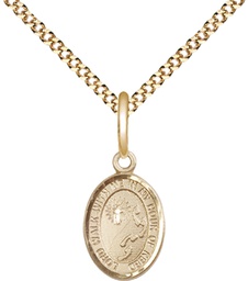[9237GF/18G] 14kt Gold Filled Footprints Cross Pendant on a 18 inch Gold Plate Light Curb chain