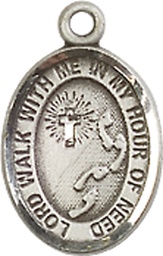 [9237SS] Sterling Silver Footprints Cross Medal