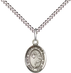 [9237SS/18S] Sterling Silver Footprints Cross Pendant on a 18 inch Light Rhodium Light Curb chain
