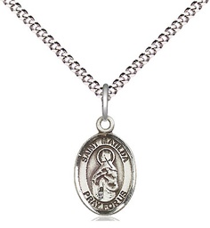 [9239SS/18S] Sterling Silver Saint Matilda Pendant on a 18 inch Light Rhodium Light Curb chain