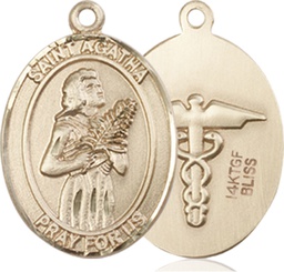 [8003GF9] 14kt Gold Filled Saint Agatha Nurse Medal