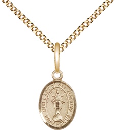 [9242GF/18G] 14kt Gold Filled Our Lady of All Nations Pendant on a 18 inch Gold Plate Light Curb chain
