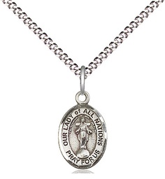 [9242SS/18S] Sterling Silver Our Lady of All Nations Pendant on a 18 inch Light Rhodium Light Curb chain