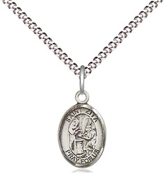 [9244SS/18S] Sterling Silver Saint Zita Pendant on a 18 inch Light Rhodium Light Curb chain