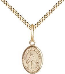 [9245GF/18G] 14kt Gold Filled Our Lady of Peace Pendant on a 18 inch Gold Plate Light Curb chain