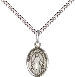 [9245SS/18S] Sterling Silver Our Lady of Peace Pendant on a 18 inch Light Rhodium Light Curb chain