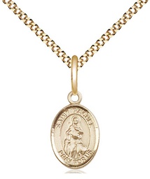 [9251GF/18G] 14kt Gold Filled Saint Rachel Pendant on a 18 inch Gold Plate Light Curb chain