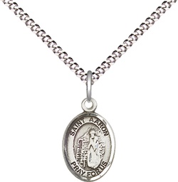 [9254SS/18S] Sterling Silver Saint Aaron Pendant on a 18 inch Light Rhodium Light Curb chain