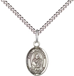 [9257SS/18S] Sterling Silver Saint Christian Demosthenes Pendant on a 18 inch Light Rhodium Light Curb chain