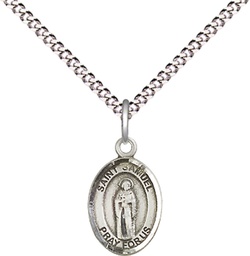 [9259SS/18S] Sterling Silver Saint Samuel Pendant on a 18 inch Light Rhodium Light Curb chain