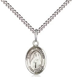 [9260SS/18S] Sterling Silver Saint Hildegard von Bingen Pendant on a 18 inch Light Rhodium Light Curb chain