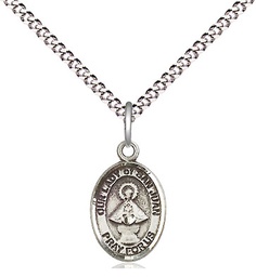 [9263SS/18S] Sterling Silver Our Lady of San Juan Pendant on a 18 inch Light Rhodium Light Curb chain