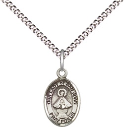 [9263SS/18S] Sterling Silver Our Lady of San Juan Pendant on a 18 inch Light Rhodium Light Curb chain