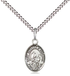 [9264SS/18S] Sterling Silver Saint Bernard of Montjoux Pendant on a 18 inch Light Rhodium Light Curb chain
